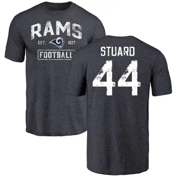 Men's Grant Stuard Los Angeles Rams Distressed Name & Number Tri-Blend T-Shirt - Navy