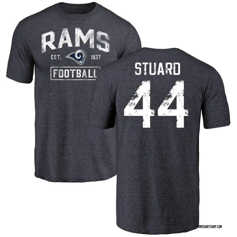 Men's Grant Stuard Los Angeles Rams Distressed Name & Number Tri-Blend T-Shirt - Navy