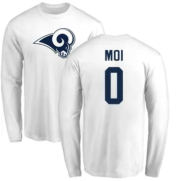 Men's Jaxson Moi Los Angeles Rams Name & Number Logo Long Sleeve T-Shirt - White
