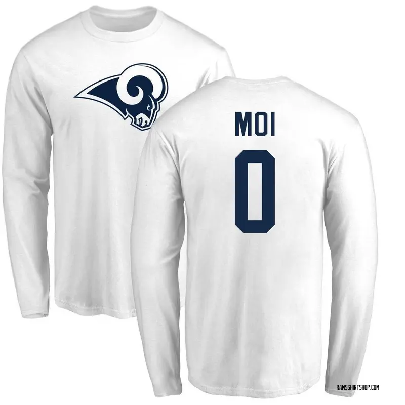 Men's Jaxson Moi Los Angeles Rams Name & Number Logo Long Sleeve T-Shirt - White