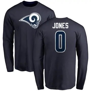 Men's Rohan Jones Los Angeles Rams Name & Number Logo Long Sleeve T-Shirt - Navy