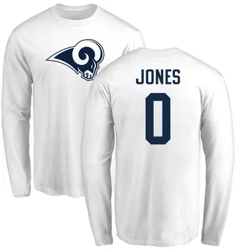 Men's Rohan Jones Los Angeles Rams Name & Number Logo Long Sleeve T-Shirt - White