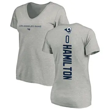 Women's Al'zillion Hamilton Los Angeles Rams Backer V-Neck T-Shirt - Ash