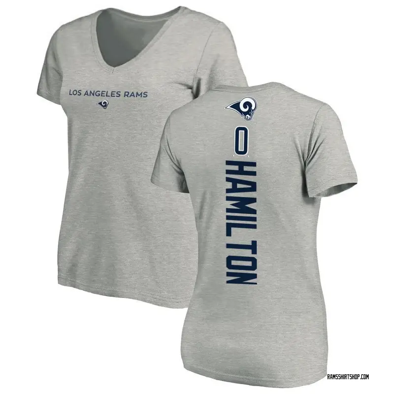 Women's Al'zillion Hamilton Los Angeles Rams Backer V-Neck T-Shirt - Ash
