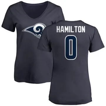 Women's Al'zillion Hamilton Los Angeles Rams Name & Number Logo Slim Fit T-Shirt - Navy