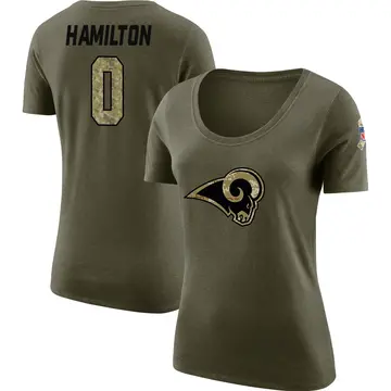 Women's Al'zillion Hamilton Los Angeles Rams Salute to Service Olive Legend Scoop Neck T-Shirt