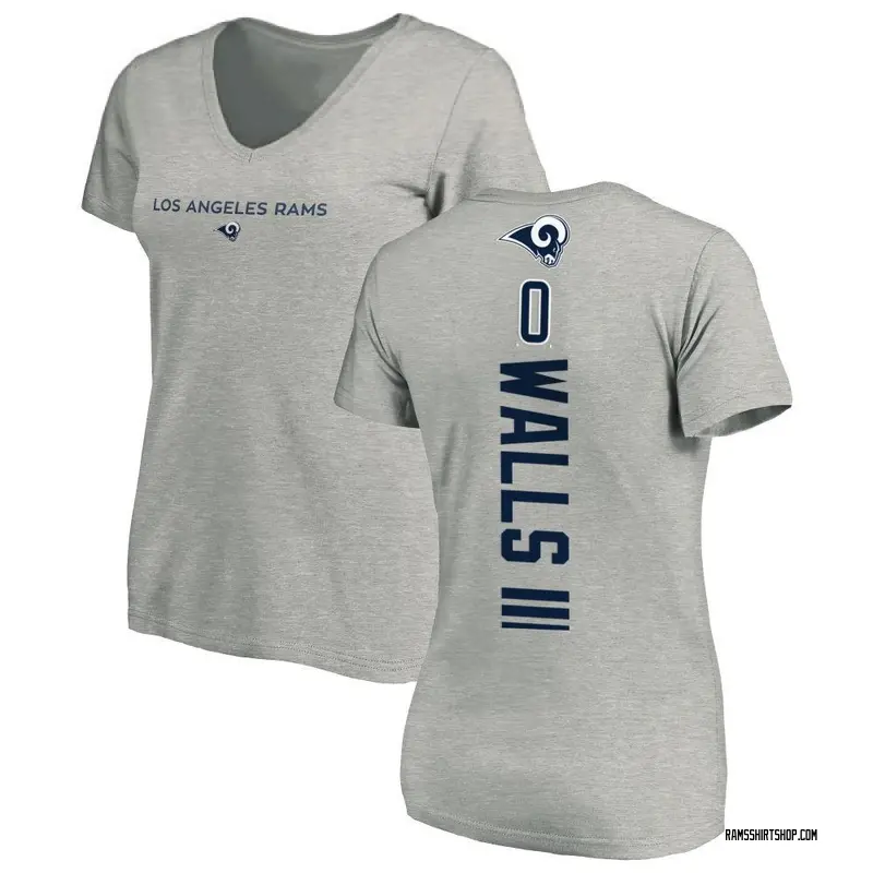 Women's Eddie Walls III Los Angeles Rams Backer V-Neck T-Shirt - Ash