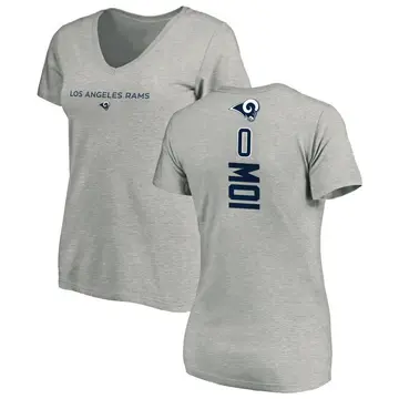 Women's Jaxson Moi Los Angeles Rams Backer V-Neck T-Shirt - Ash
