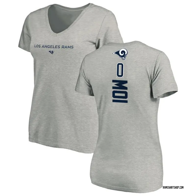 Women's Jaxson Moi Los Angeles Rams Backer V-Neck T-Shirt - Ash