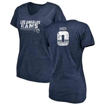 Women's Jaxson Moi Los Angeles Rams Retro Tri-Blend V-Neck T-Shirt - Navy
