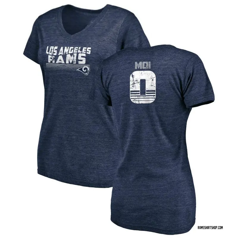 Women's Jaxson Moi Los Angeles Rams Retro Tri-Blend V-Neck T-Shirt - Navy