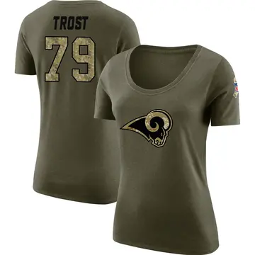 Women's Keagen Trost Los Angeles Rams Salute to Service Olive Legend Scoop Neck T-Shirt