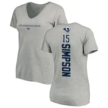 Women's Ty Simpson Los Angeles Rams Backer V-Neck T-Shirt - Ash