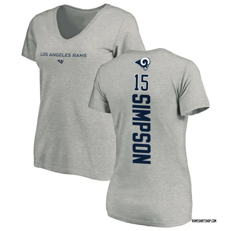 Women's Ty Simpson Los Angeles Rams Backer V-Neck T-Shirt - Ash