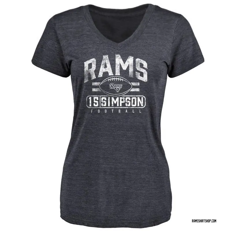 Women's Ty Simpson Los Angeles Rams Flanker Tri-Blend T-Shirt - Navy