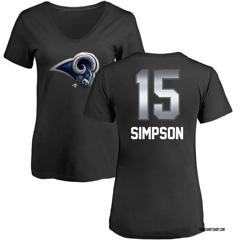 Women's Ty Simpson Los Angeles Rams Midnight Mascot T-Shirt - Black