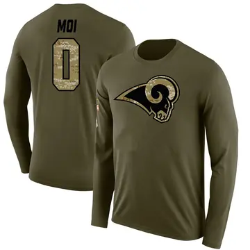 Youth Jaxson Moi Los Angeles Rams Salute to Service Sideline Olive Legend Long Sleeve T-Shirt