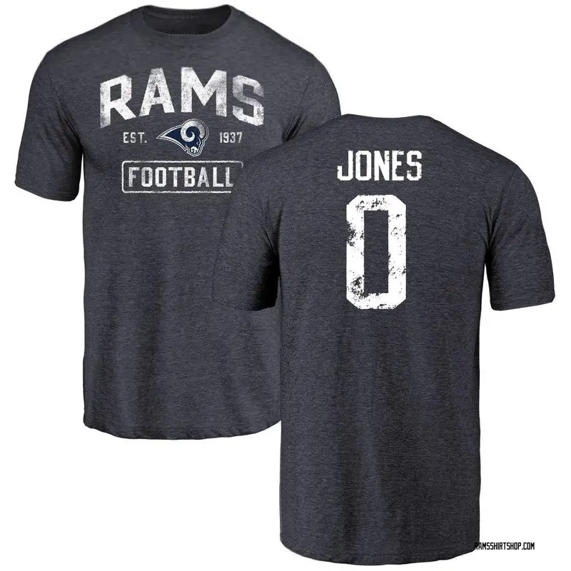 Youth Rohan Jones Los Angeles Rams Distressed Name & Number Tri-Blend T-Shirt - Navy