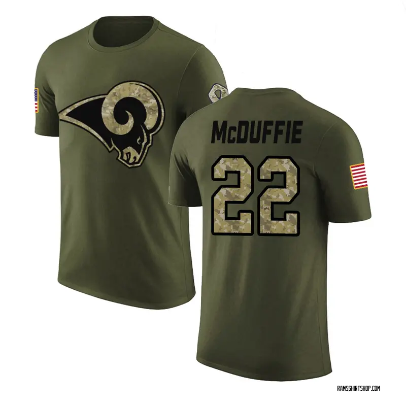 Youth Trent McDuffie Los Angeles Rams Olive Salute to Service Legend T-Shirt